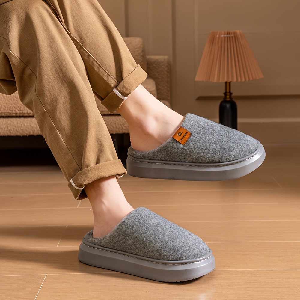 item picture   mens felt slippers warm thick memory foam fashionable   soft comfortable for winter indoor wear