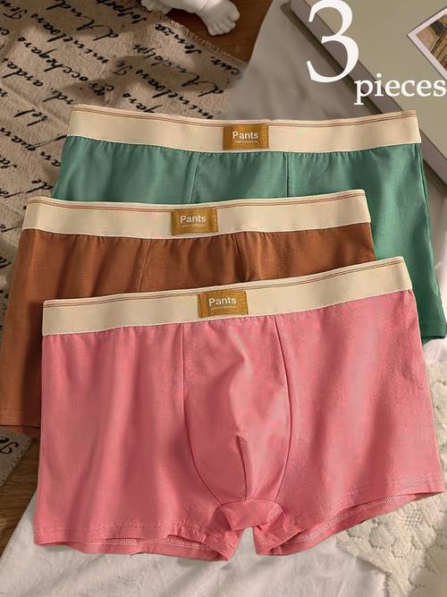 3 pack mixed color mens solid color boxer briefs mixed color letter belt comfortable and seamless