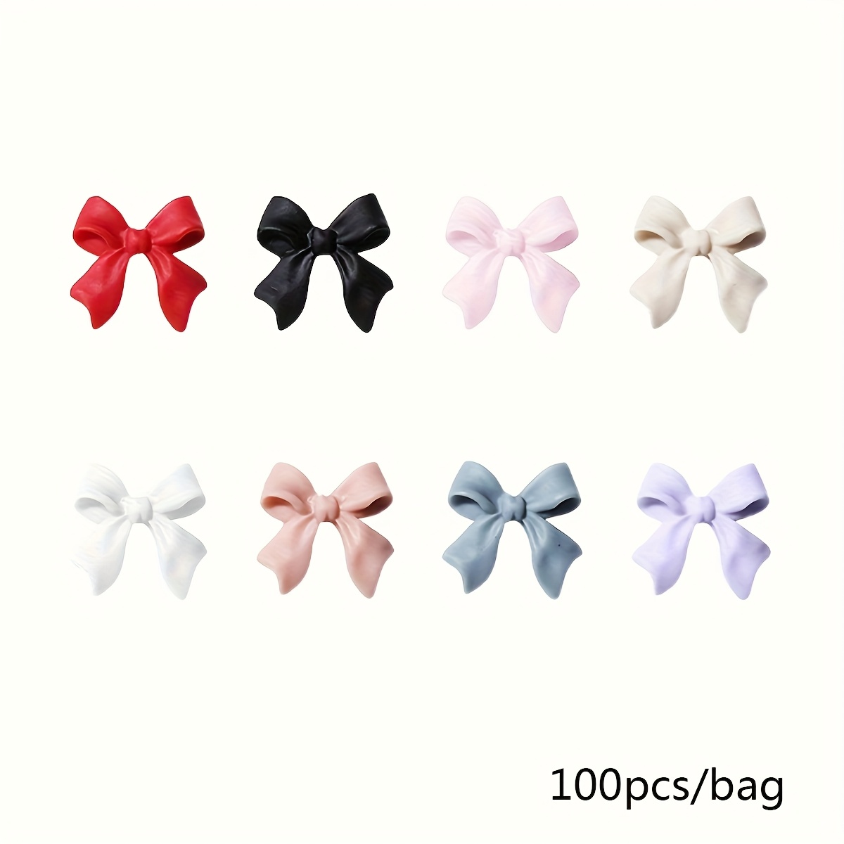 Image of 100pcs Multicolor 3d Bow Nail Charms - Elegant Nail Art Decorations For Manicure, Acrylic And Resin Nails - Odorless, Versatile Design Additions, Nail Additions