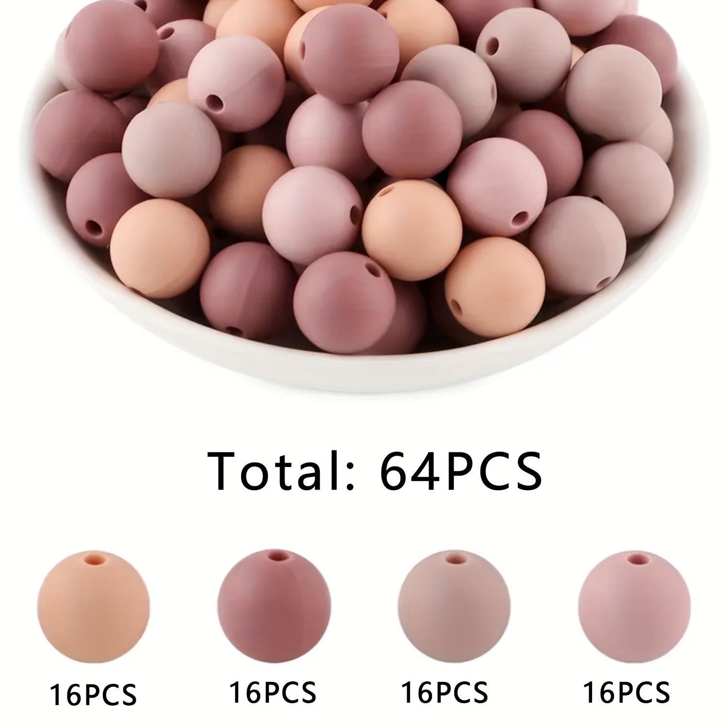 E-shop 64-teiliges Frühlings- Sommerfest-Set mit bunten runden Silikonperlen, inklusive 12mm einfarbige Perlen für DIY-Rucksack-Dekoration Geschenke