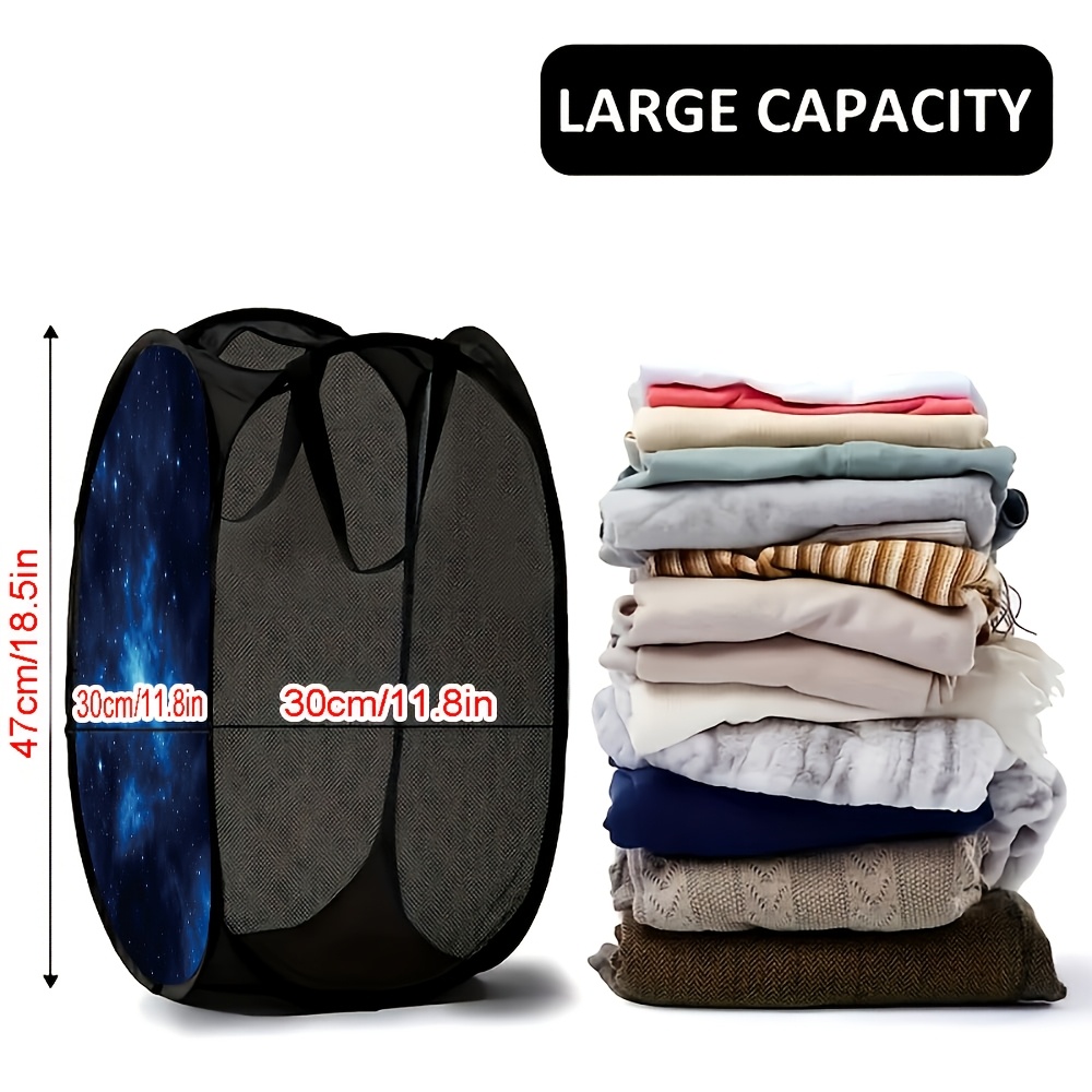 TEMU 1pc 1pcs Pop-up Laundry Hamper - Space-themed -friendly Storage With Pop-up Mechanism, Expandable Bedside Hamper Suitable For Bedroom