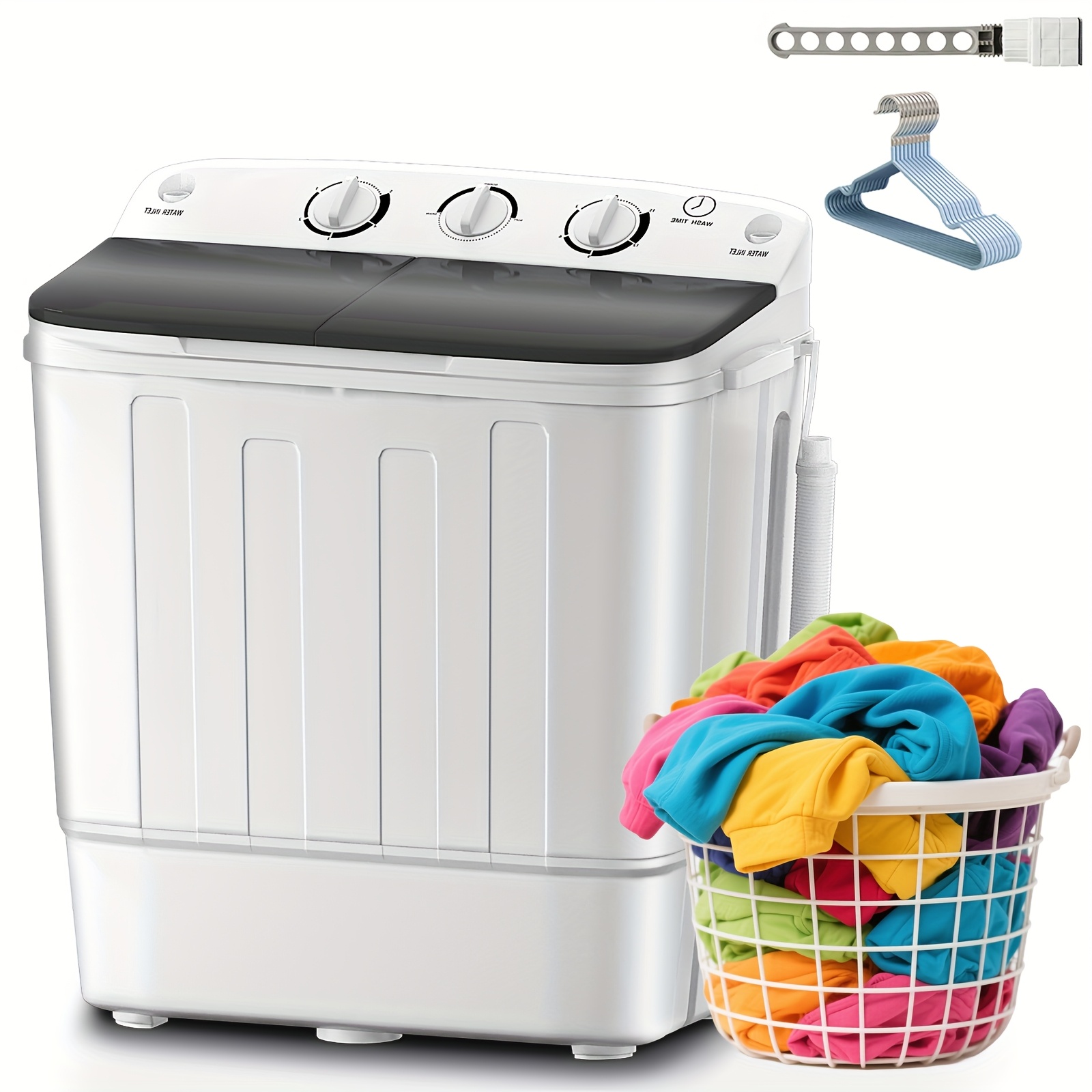 item picture 19lbs capacity   portabledouble drum washer free 10 hangers and 1drying rod   space   energy andtakes   your clothes great for smallloads camping and caravanning