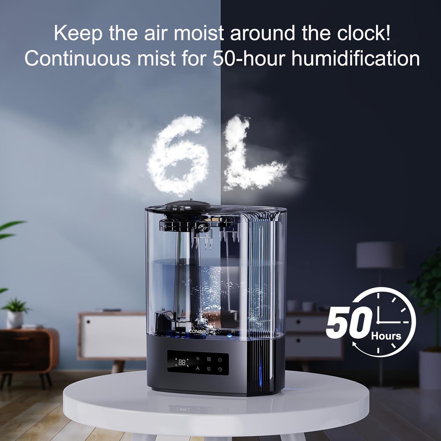 6  humidifier with   60h fast operation 300ml h   for large rooms