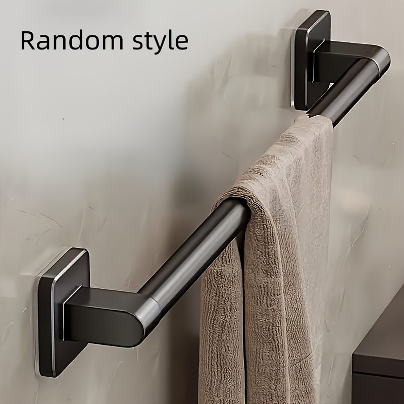 TEMU Heavy-duty No-drill Bathroom Towel Rack - Single Bar Towel Organizer, Damage-free Installation, Space- Bathroom/kitchen Storage - Holds Multiple