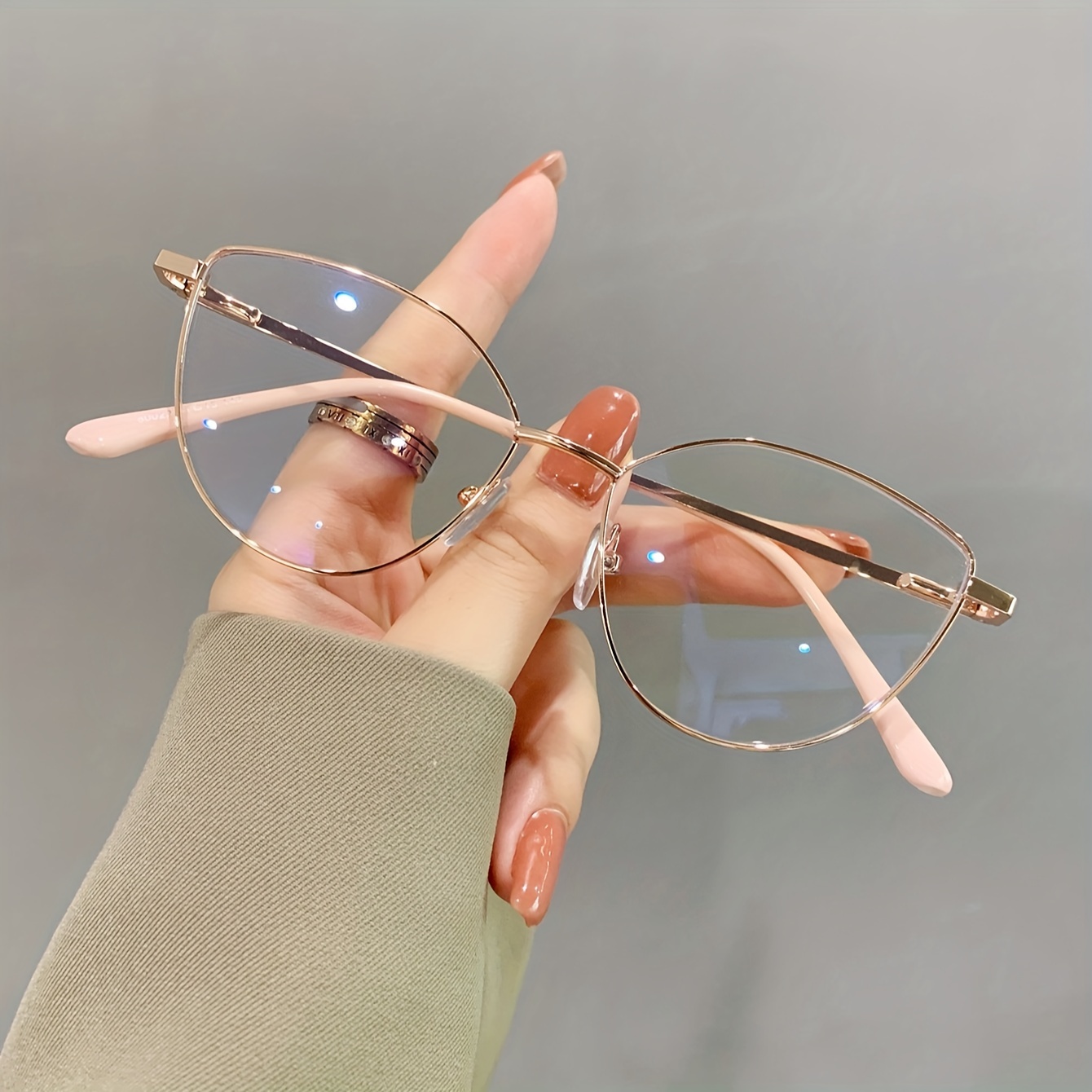 

Women's Cat Eye Glasses Metal Frame Anti Eyestrain Glasses, Stylish And Trendy Decoration Plain Glasses For Daily Wear