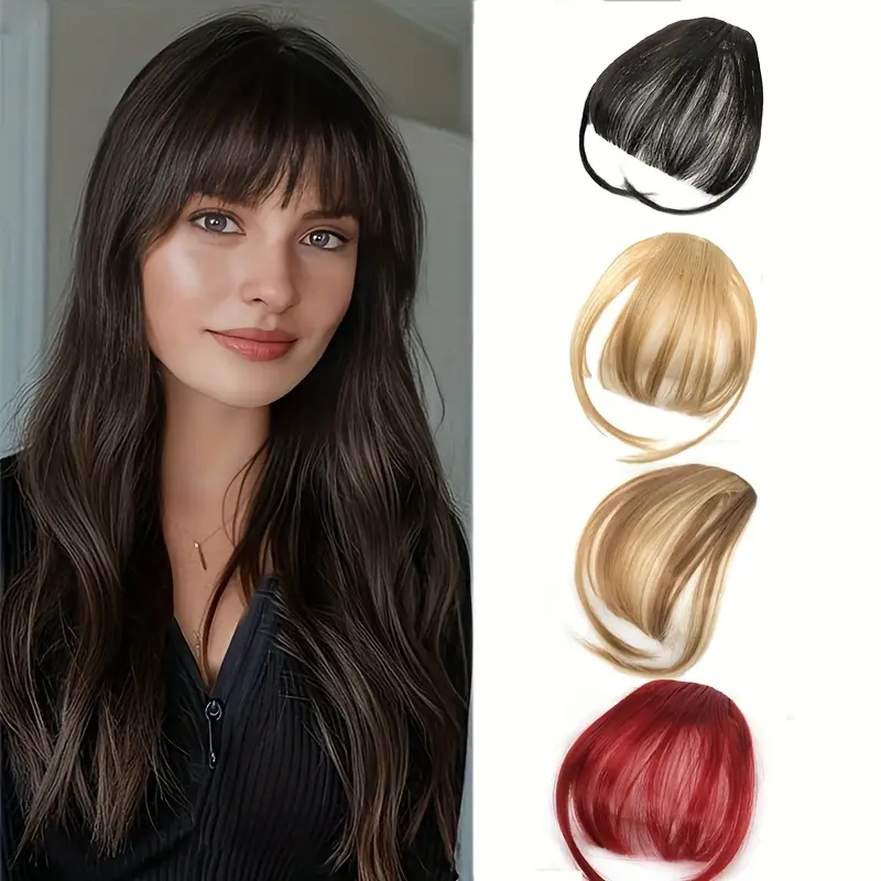 hair accessory featuring sideburns and bangs wig with clip on fringes everyday clip for women with bangs details 1