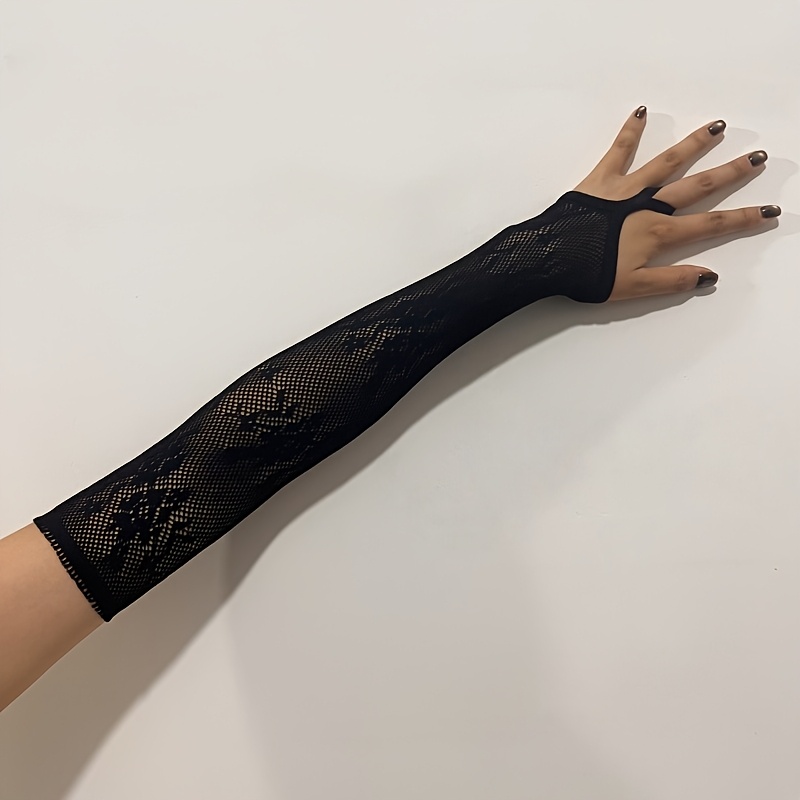 E-shop 1 Paar Blumenmuster Elastische Haken-Finger-Mesh-Handschuhe, Spitzen-Armstulpen, Abendhandschuhe für Party Ball