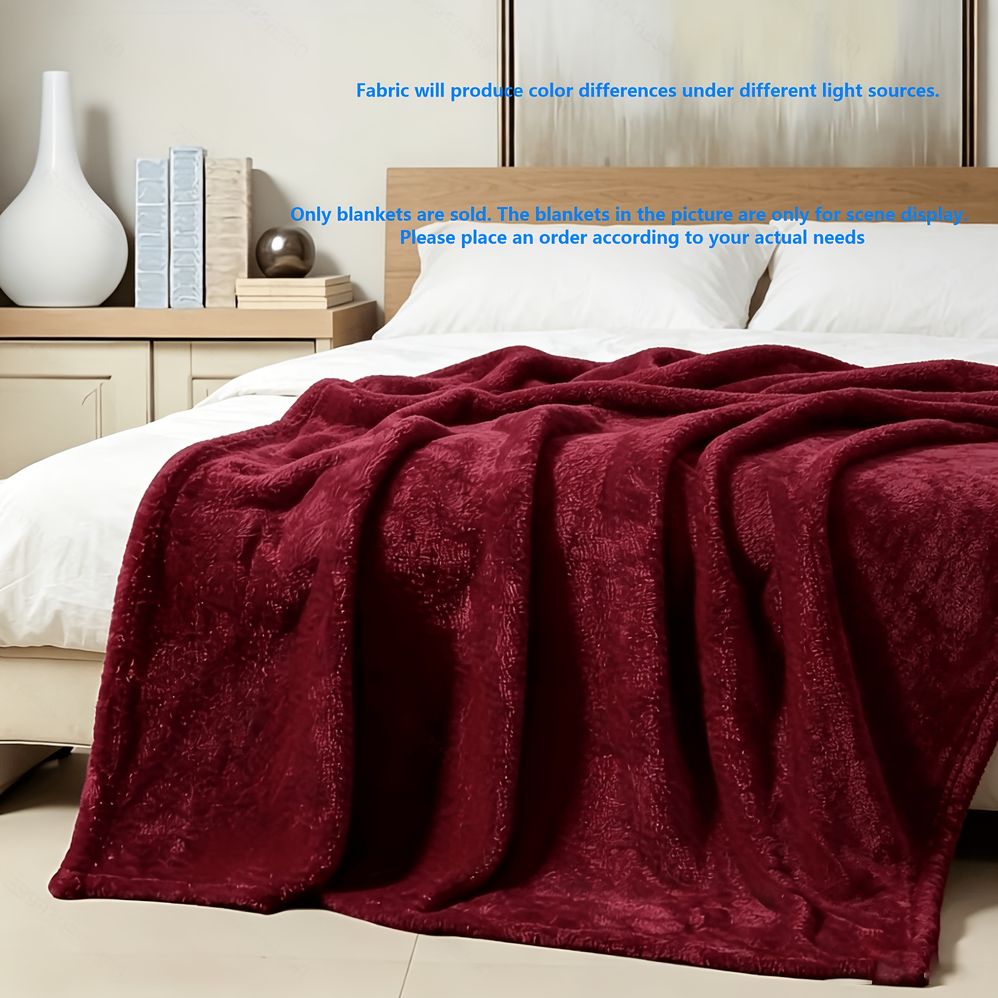 TEMU Burgundy Small Blanket, Nap Blanket, Flannel Material, Skin-friendly And Soft, , Machine Washable, Suitable For Bedroom, Living Room, Office,