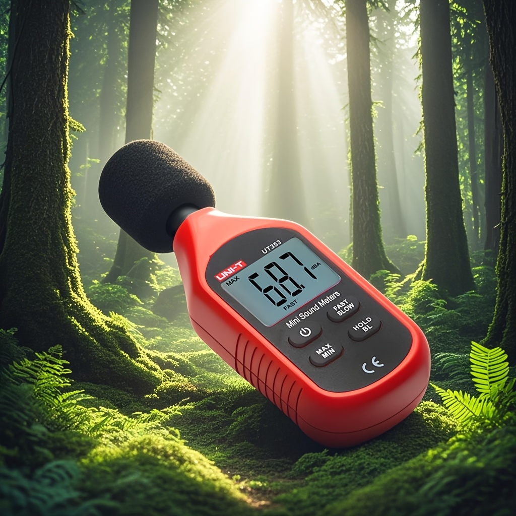 Medidor de nivel de sonido digital profesional UNI-T UT353, rango de 30-130 dB, precisión de 0.01 dB, pantalla LCD con retroiluminación, función de retención de máximo/mínimo, diseño compacto para pruebas de calidad de audio, monitoreo ambiental, uso en oficina, hogar, biblioteca, medidor de ruido para casa y oficina, instrumento moderno, plástico duradero - Imagen 8