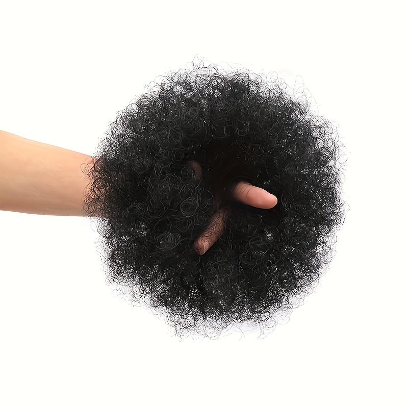 TEMU 1 African Curly Synthetic Hairpiece For Women - Elastic Curly Bun Hair Clip, Thick Bun Ponytail Extension, Bun Hairpiece, Suitable For Daily Wear, 's Day, Music Festival, And Parties