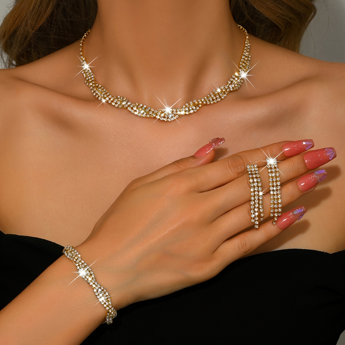 Wavy Curve Multi-Layer Jewellery Set, Unique Style