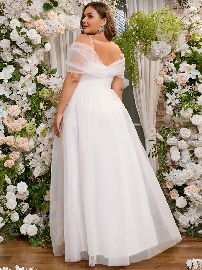 Plus Size - Plus Size - Plus Size Women'S Off-Shoulder Light Wedding Dress, One-Shoulder Evening Gown, Bridal Shower Plus Size - Plus Size - Plus Size Women'S Off-Shoulder Light Wedding Dress, One-Shoulder Evening Gown, Bridal Shower