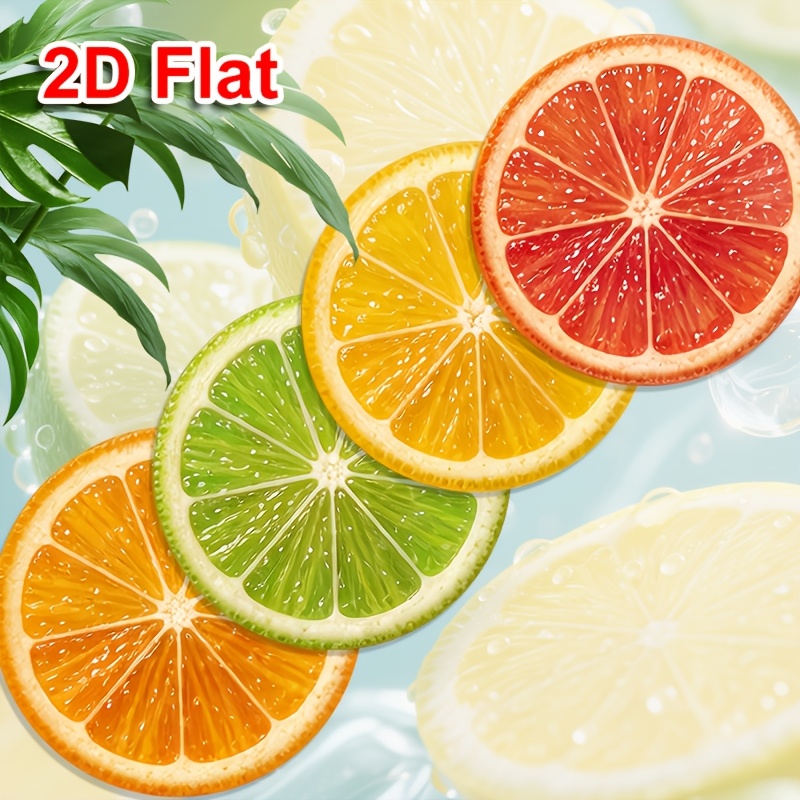 TEMU Ensemble de 4 sous-verres en bois avec tranches de citron, tapis de table imprimés, parfaits pour la décoration de cuisine d'été et