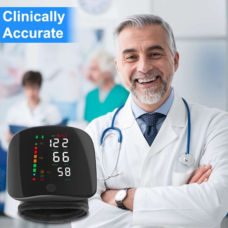 1pc wrist blood pressure monitor with lcd display adjustable cuff   rate and irregular heartbeat alarm usb portable machine with audible alerts for monitoring ideal for management