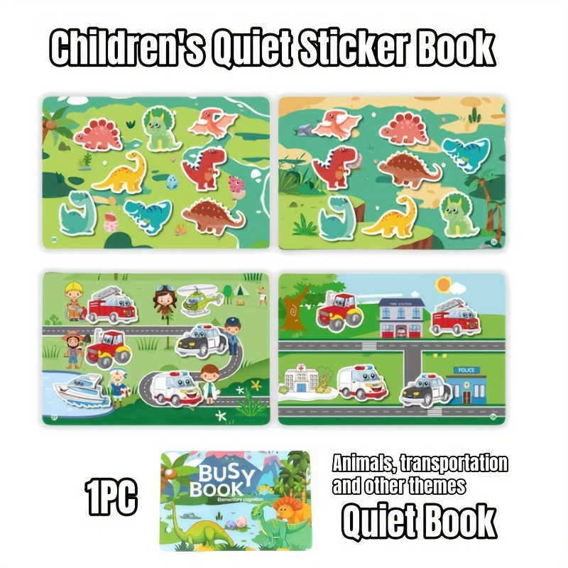 Children's Quiet Sticker Book, Recognition Quiet Book For Animals, Numbers, Traffic, Etc., And Torn For Repeated Use, Summer Party Gift, Back To School Learning Supplies