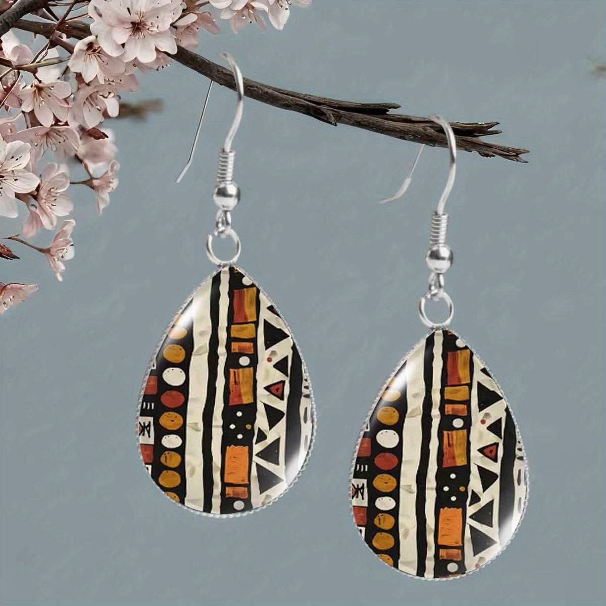 TEMU A Pair Of Earrings Featuring African Tribal Pattern Art Prints, Without Battery