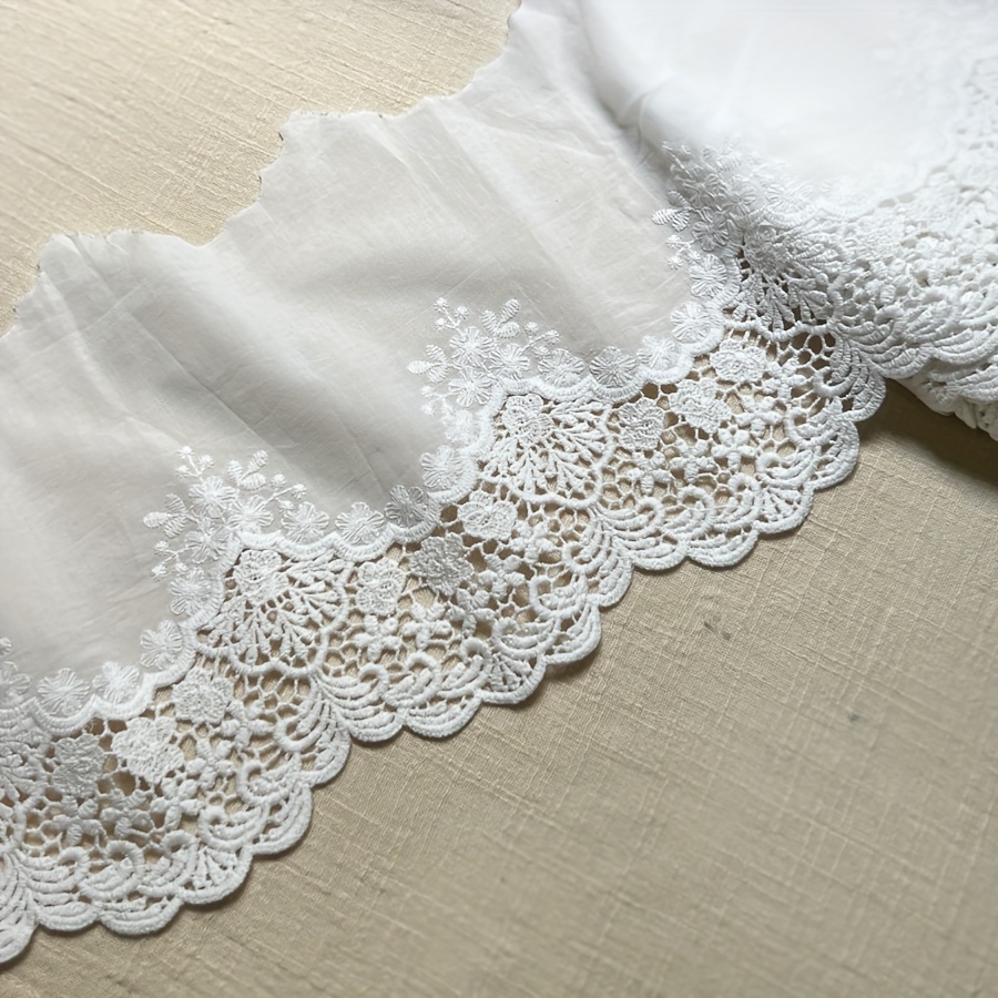Image of Hollow Cotton Embroidered Decoration With Lace Width Of 19cm, Curtain Collar, Sleeve, Wedding Dress Additions Clothing