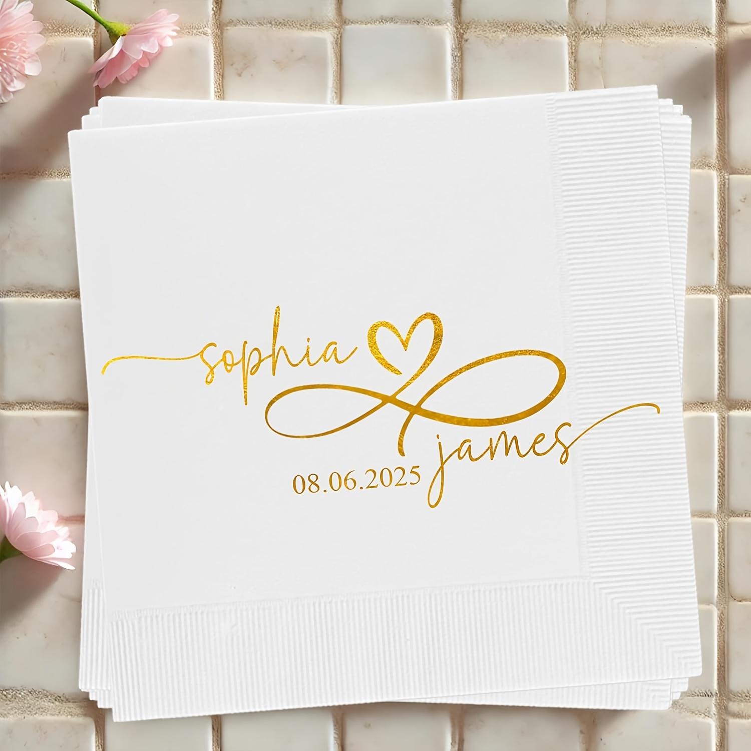 TEMU Wedding Custom Napkins, Suitable For Bridal Gift Shows, Pre-wedding Gatherings, And Engagement Parties, Decor, Essential For Banquet Setup