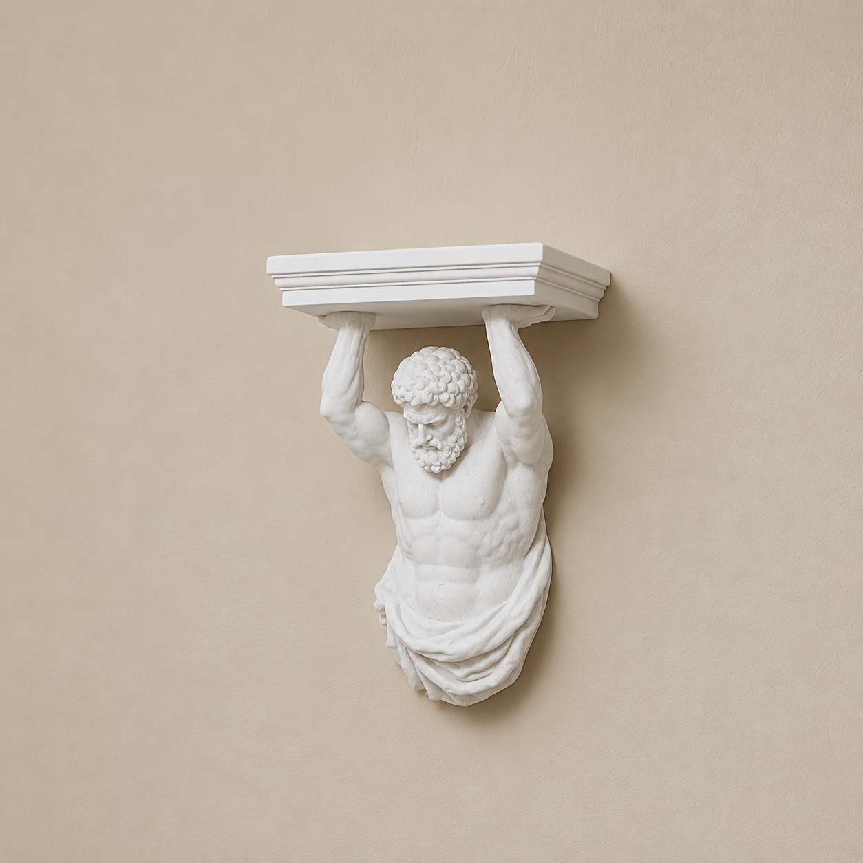 TEMU 1pc 3d Printed Atlas Wall Shelf, Greek Mythology Sculpture Floating Display Rack, Retro Stone Texture Decorative Storage Bracket, Suitable For