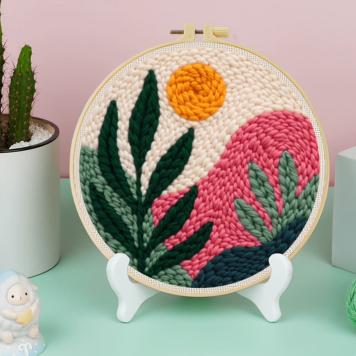 Punch Needle Embroidery Kit with Floral Pattern for Beginners