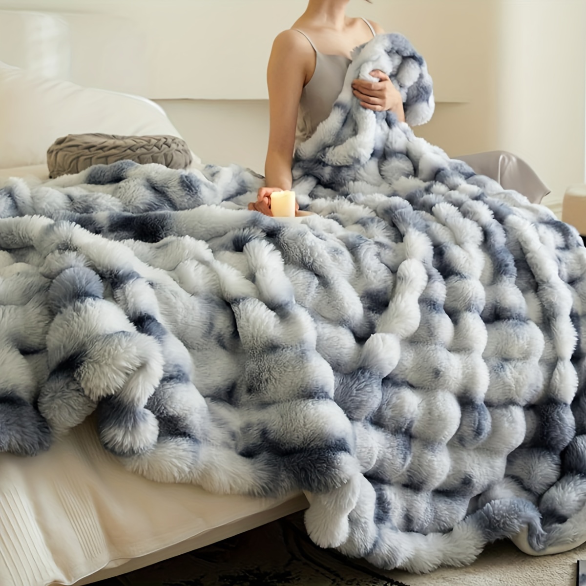 

Fluffy Rabbit Fur Blanket, For Bed, Blankets For , , Sofa