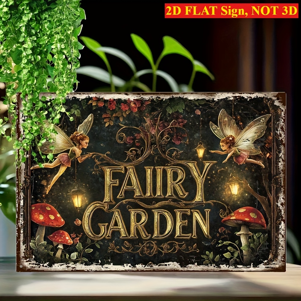 TEMU 2d Flat - 1pc Vintage Mysterious Fairy Garden Metal Tin Sign, Fantasy 8x12 Inch Aluminum Sign 2d Flat Suitable For Garden , Fairy - Themed B&bs