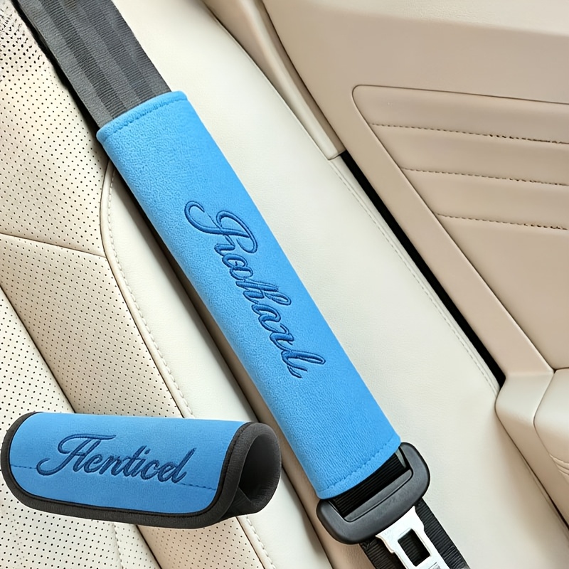 TEMU 2pcs Set (seatbelt Shoulder Pad And Handle Cover) Embroidered Custom Car Seatbelt Shoulder Pad, Customizable With Name Embroidery, Universal Car