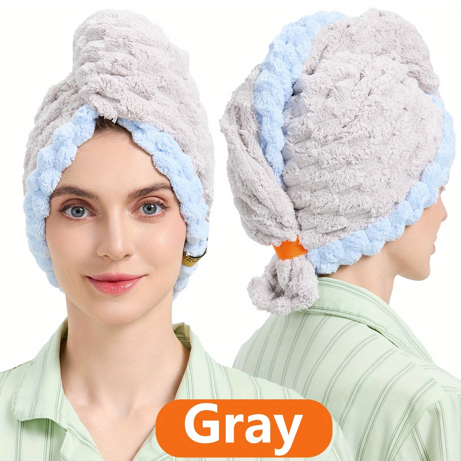 TEMU 1pc Women's Extra Large Quick-dry Hair Towel - Super Absorbent Microfiber Turban With Wide Brim, 50x70cm (19.69x27.56in) For Curly, Wavy,