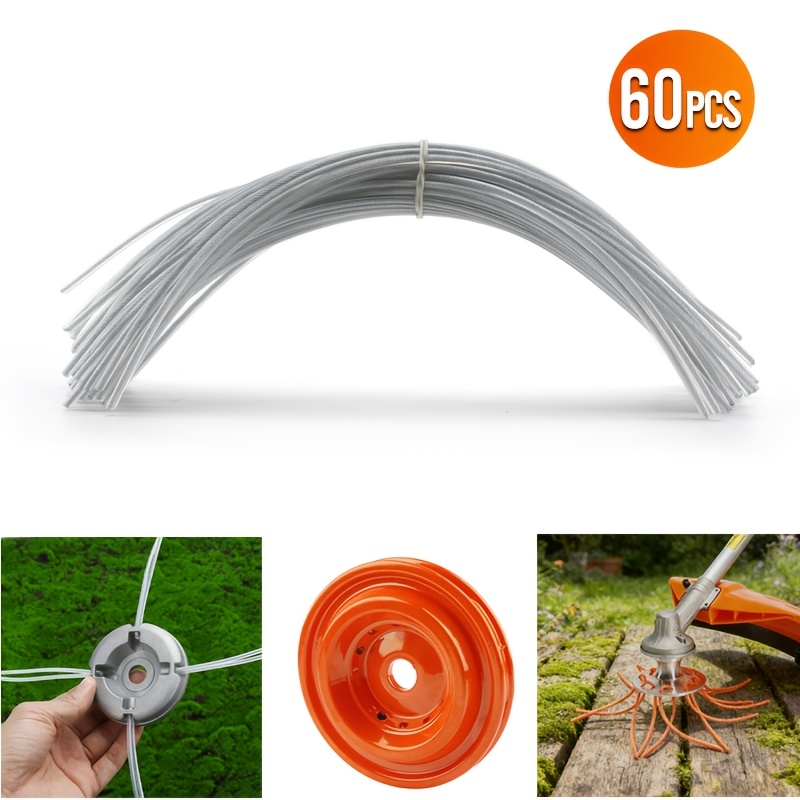 TEMU 60pcs Of Nylon Steel Grass Trimmer Line, Measuring 0.118 Inches And 10.8 Inches Long, Designed As A Replacement Spool For String Trimmers,