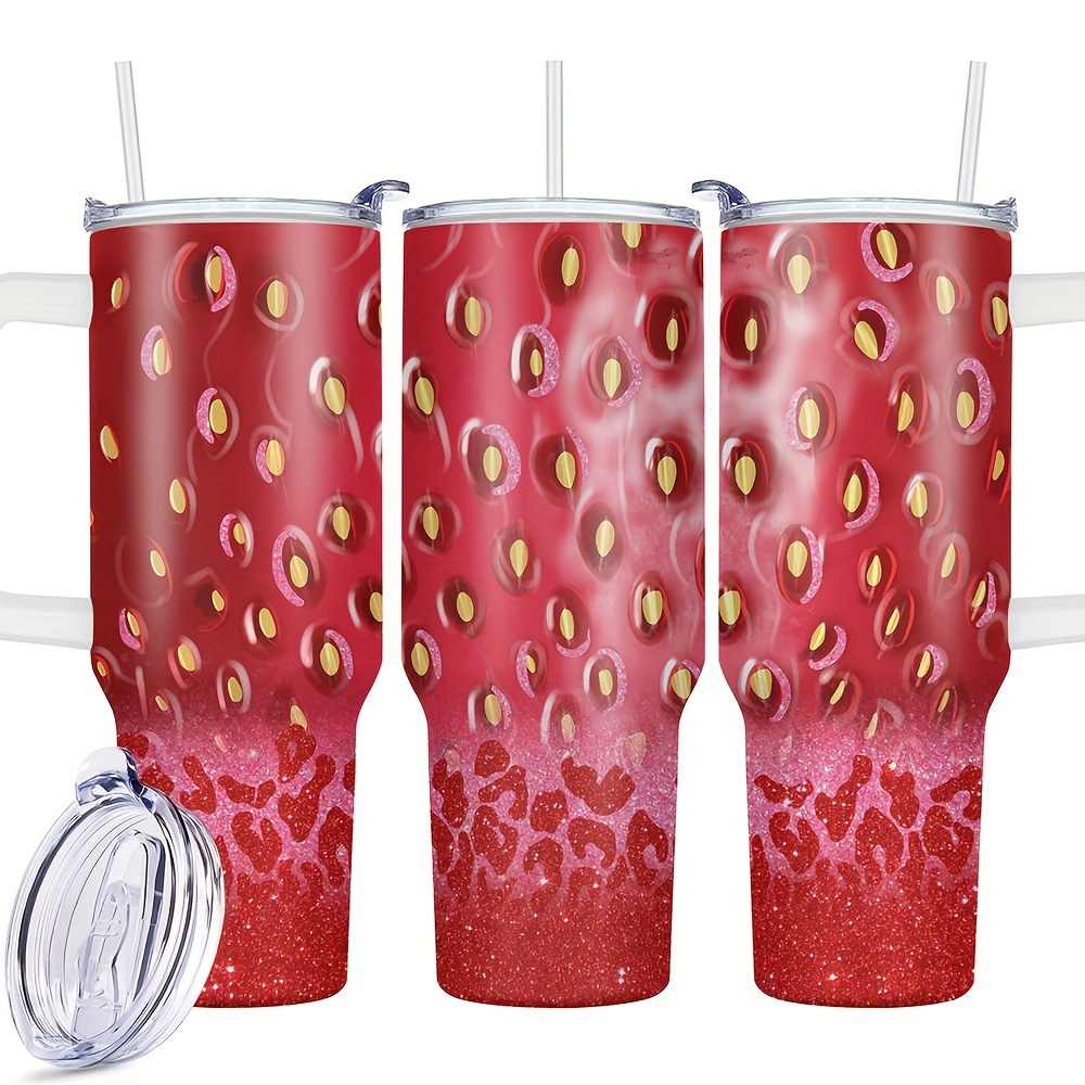 

1pc, 40 Oz Stainless Steel Tumbler, Strawberry Funny Print Double Wall Vacuum Insulated Travel Mug, Perfect Gift For Family And Friends Birthday Christmas Gifts For Women Mom Sisters Teacher Coworker