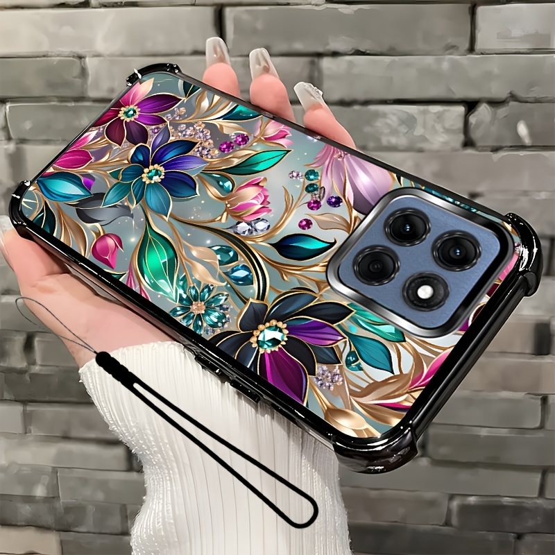 TEMU Phone Case - 2d Flat, 2pcs Set: Includes 1 Phone Case And 1 Strap, Glimmering 2d Flat, Phone Case, Suitable For Moto Edge 60 Fusion, Unisex