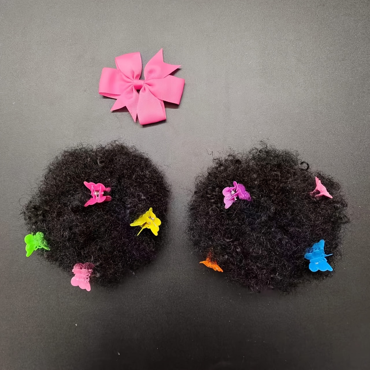 Image of 2pcs Set Afro Puff Hair Bun Ponytail Short Afro Curly Ponytail Extensions Synthetic Hair Extensions Elegant Natural Looking For Daily Accessories Gift Hair Products