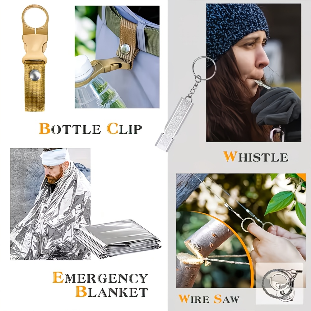 22-in-1 Survival Kit with Compass and Firestarter for Camping and Hiking