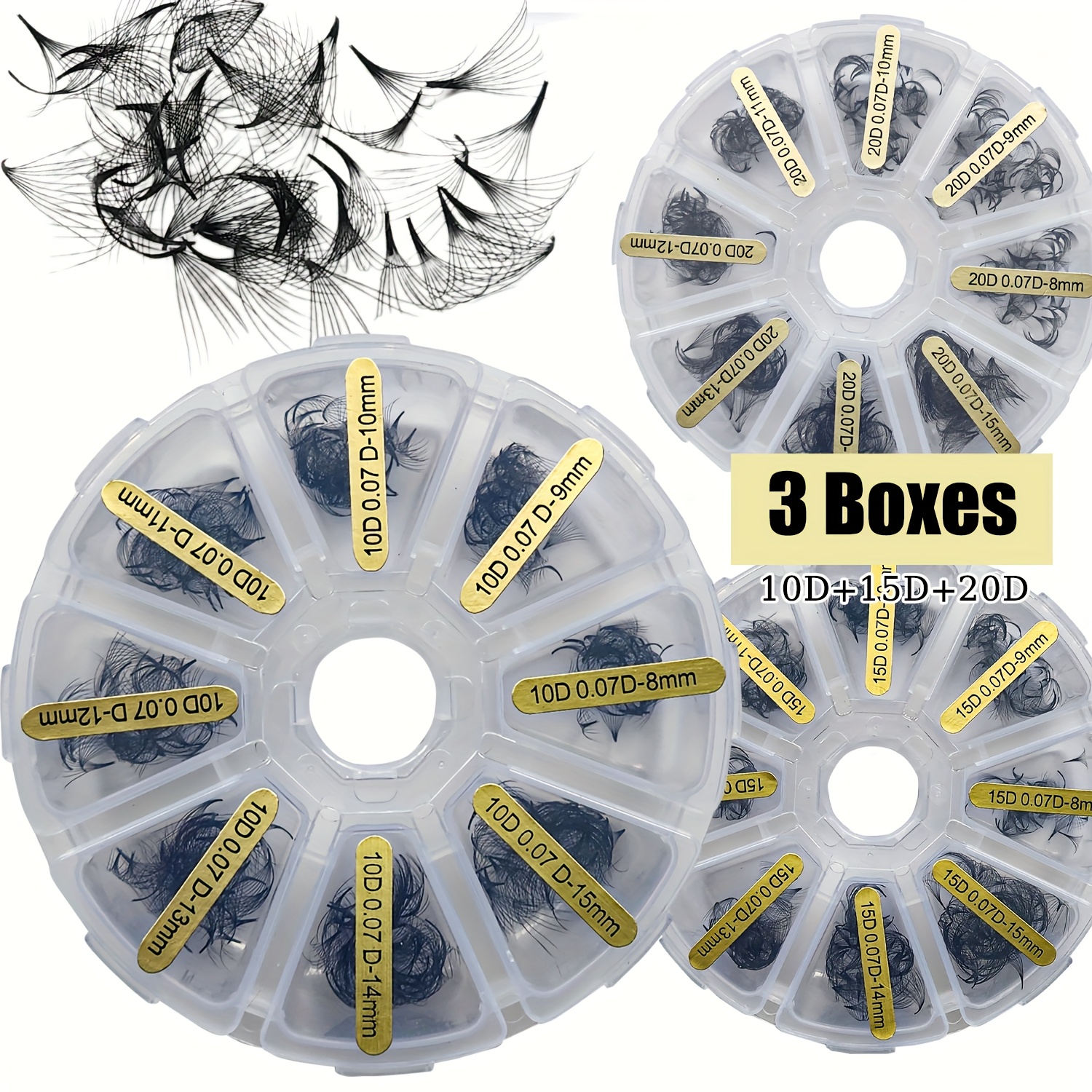 3 Boxes Of 1440 Fans Pre-made Fan Lashes, 0.07mm 8-15mm Mixed Lengths, 10d/15d/20d D For Natural And Doll-like Salons, Long Lasting & , In 3pcs Boxes