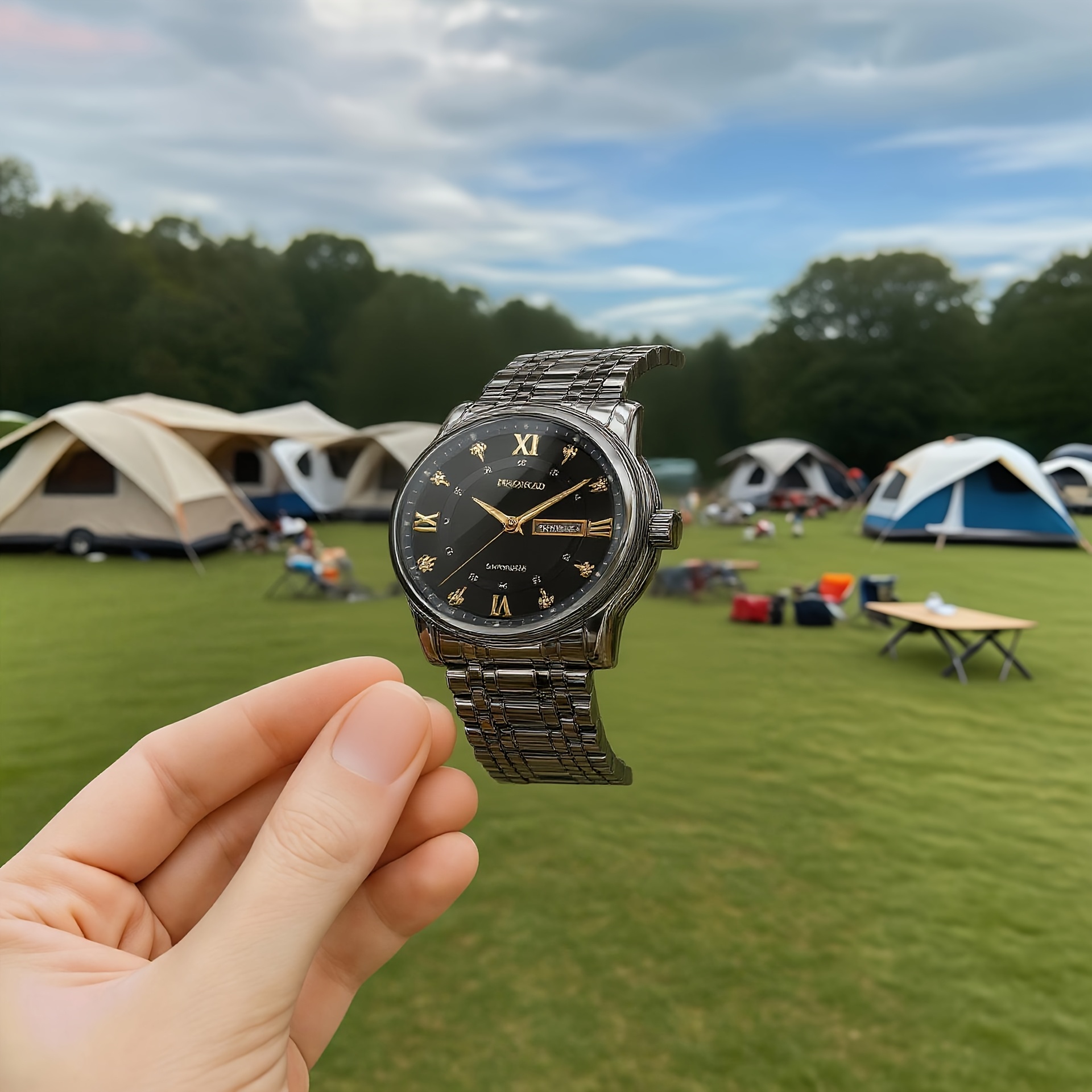 Een nieuwe KASRLUO merk quartz horloge met Romeinse cijfers en roestvrijstalen band, geschikt voor zowel mannen als vrouwen. Dit waterdichte uurwerk is een stijlvol en luxueus cadeau, met nauwkeurige tijdweergave en een automatische multifunctionele kalender.