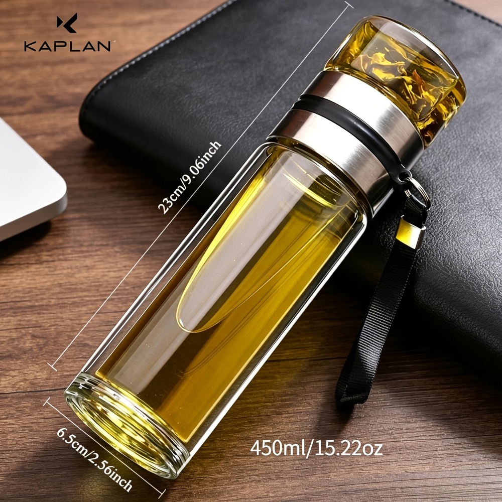 TEMU Kaplan 1pc Tea Separator Cup, Portable Double-layer Cup, Borosilicate Glass Cup With Filter, Office Tea , Suitable For Christmas, Festive Party,