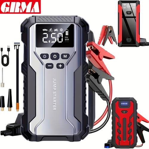 10000upgrade 7 in 1 multi functional emergency jump starter portable car battery starter suitable f 64 gallon gasoline 38 gallon batteries led emergency lights and car emergency tools