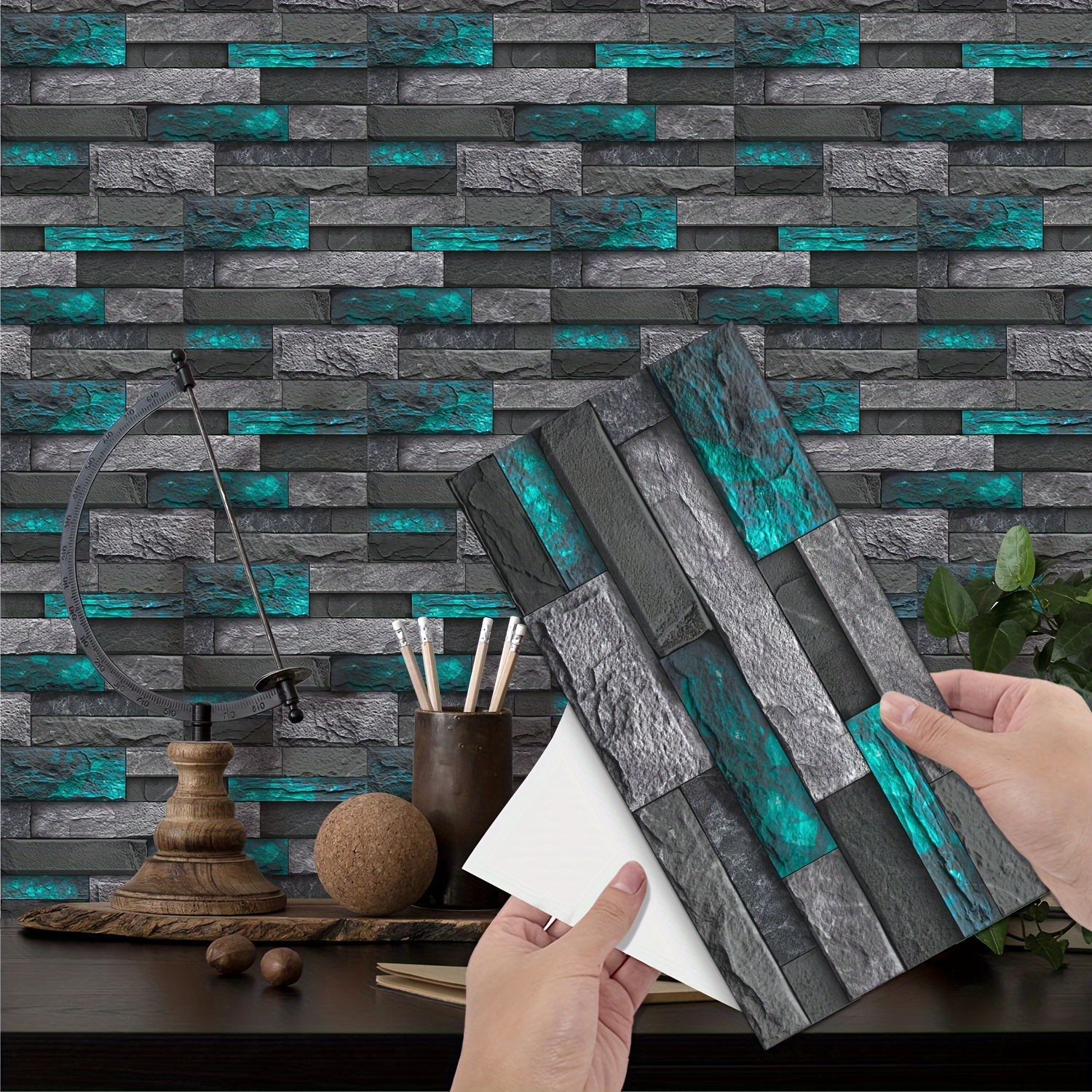 

18/36pcs Green-gray Tile, Peel And Stick Vinyl Splash Guard Stickers, Ceramic Wall Tile, Stickers Suitable For Backsplash, Living Room, Kitchen, Bathroom, Room Decor, Home Decor