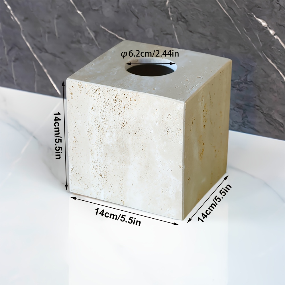 1pc Light Luxury Marble Tissue Box, Hand Towel Box, Countertop Home Living Room Bathroom Creative Hotel Tissue Dispenser