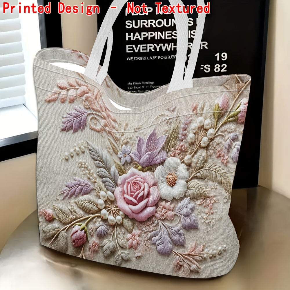 TEMU Printed Design - Not Textured 1pc, Floral Theme Women's Shoulder Bag, Printed Design - No Texture, Multi-functional, Handbag, Clutch, Evening