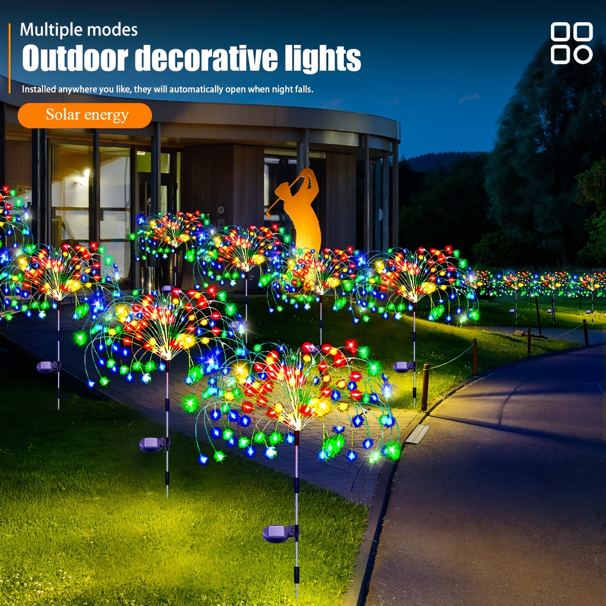 

420 Led, Outdoor Solar Firework Lights With 8 Modes, Waterproof Decorative Lighting For Yard, Pathway, Wedding, Party, Christmas, Halloween - Solar Powered Nickel Battery Led Stake Lights