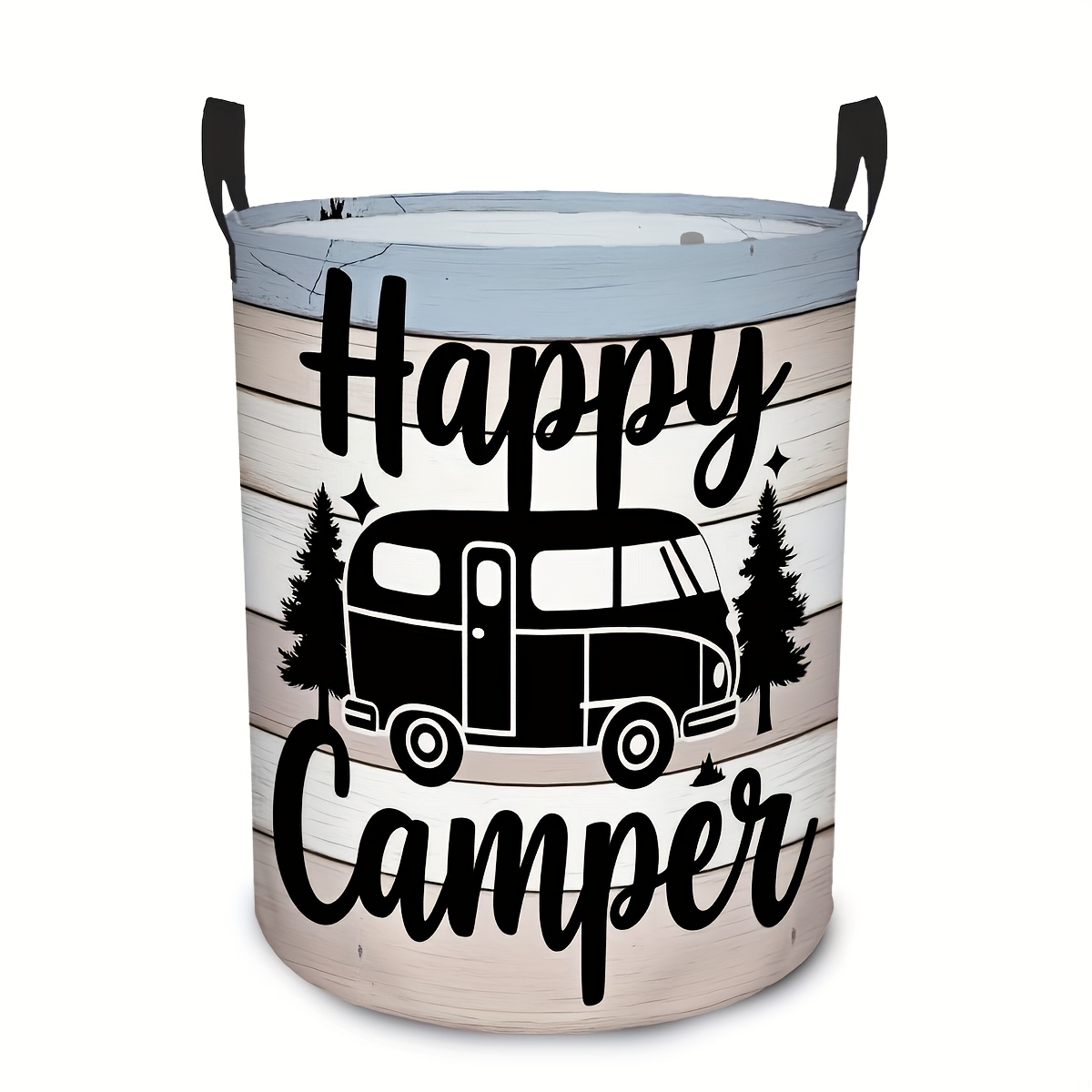 E-shop 1 Camping-Reise-Wäschekorb, , rund, mit Baummaserung, Aufbewahrungskorb für Kleidung Kleinigkeiten, Badezimmer-Organizer-Box, geeignet für