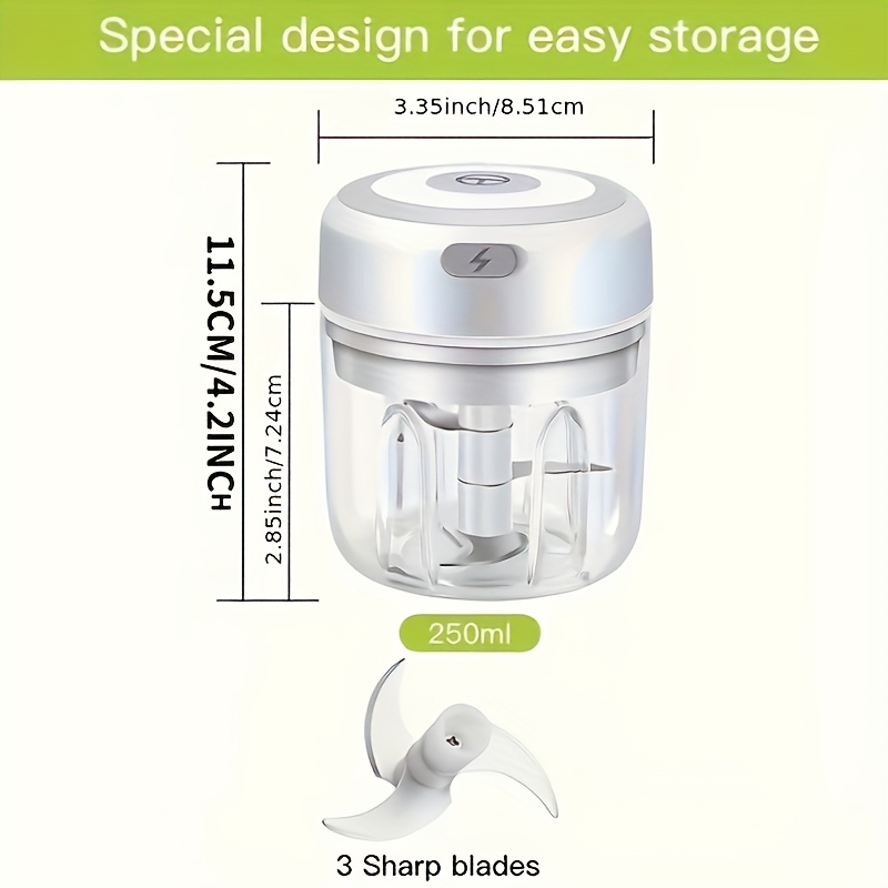 stainless steel electric mini garlic chopper mincer 8 45oz 250ml usb portable meat grinder for nuts vegetables fruits easy to clean cordless kitchen tool father gift Product details 2