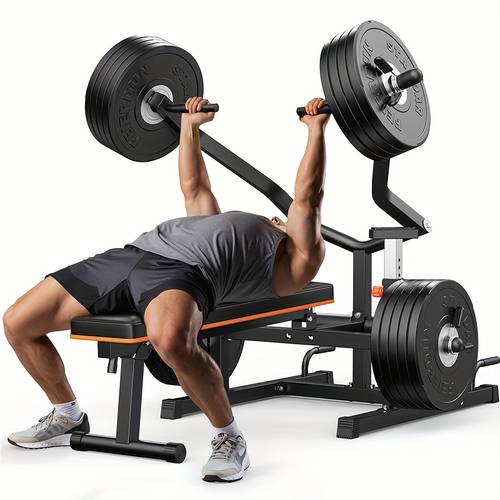 4 in 1 home gym chest press machine with heavy duty 1050lbs capacity adjustable flat incline bench press independent converging space saving strength training equipment for chest shoulders abs ideal gym gift for men women home commercial use gym machine versatile workout equipment sturdy construction