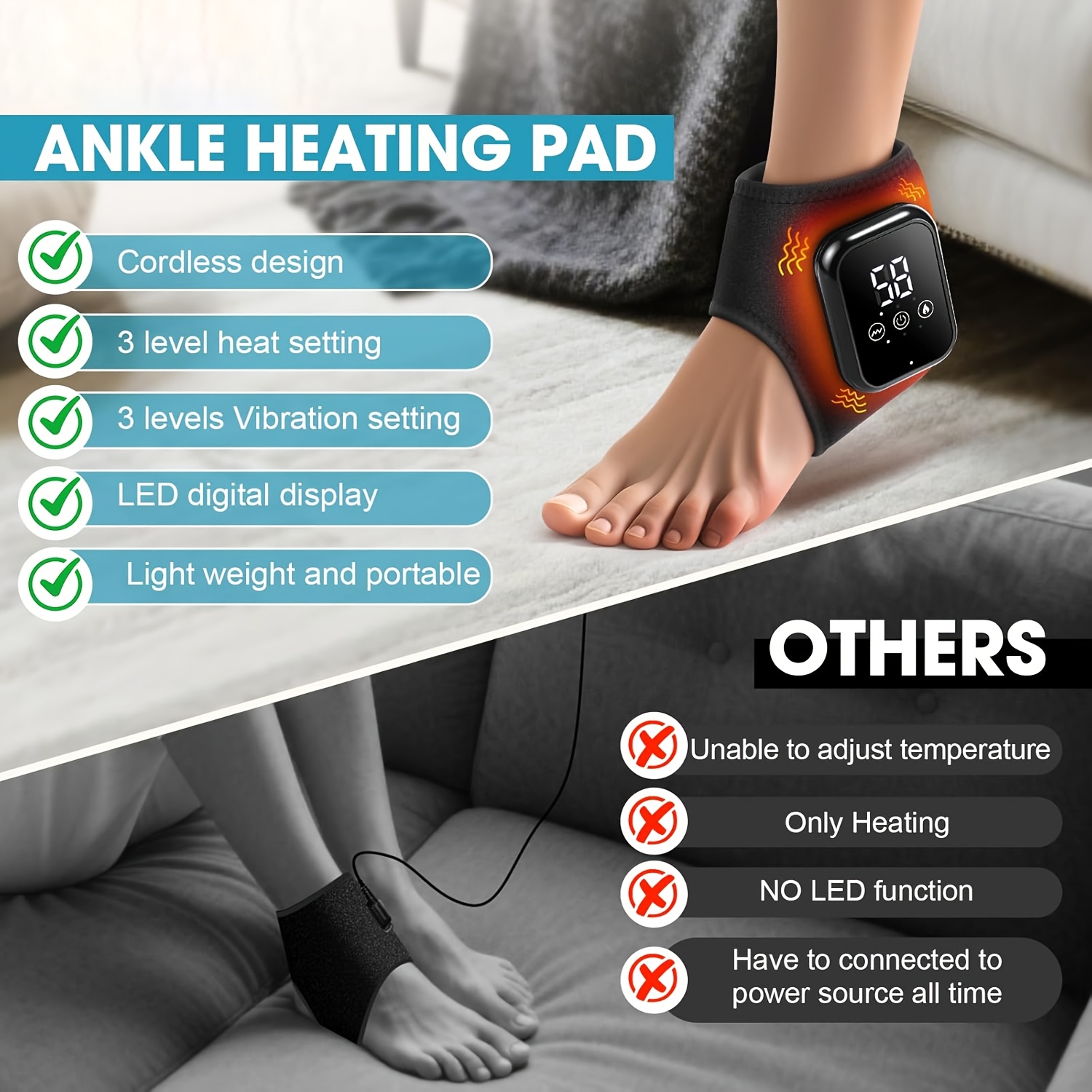 2    and ankle massager with portable heating vibration lcd screen usb lasting battery ergonomic   massagers suitable for ideal gift for s seniors office workers vibration Product details 2