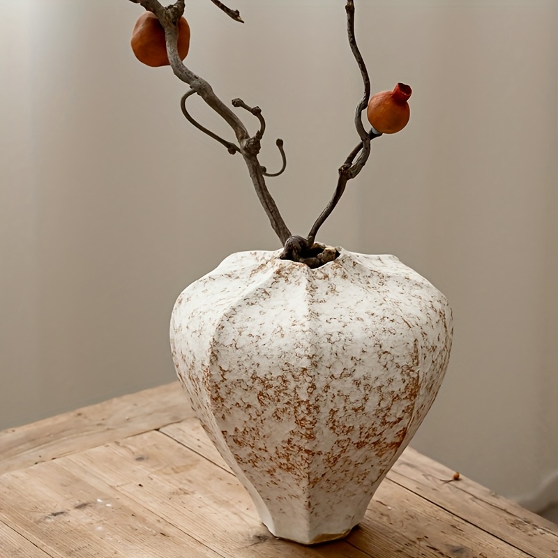 A Handcrafted White Ceramic Vase - Vintage Style Modern Home Decor, Suitable for Dining Tables, Kitchens, Offices, Or Living Rooms - an Ideal Housewarming Gift And Vase Home Decoration
