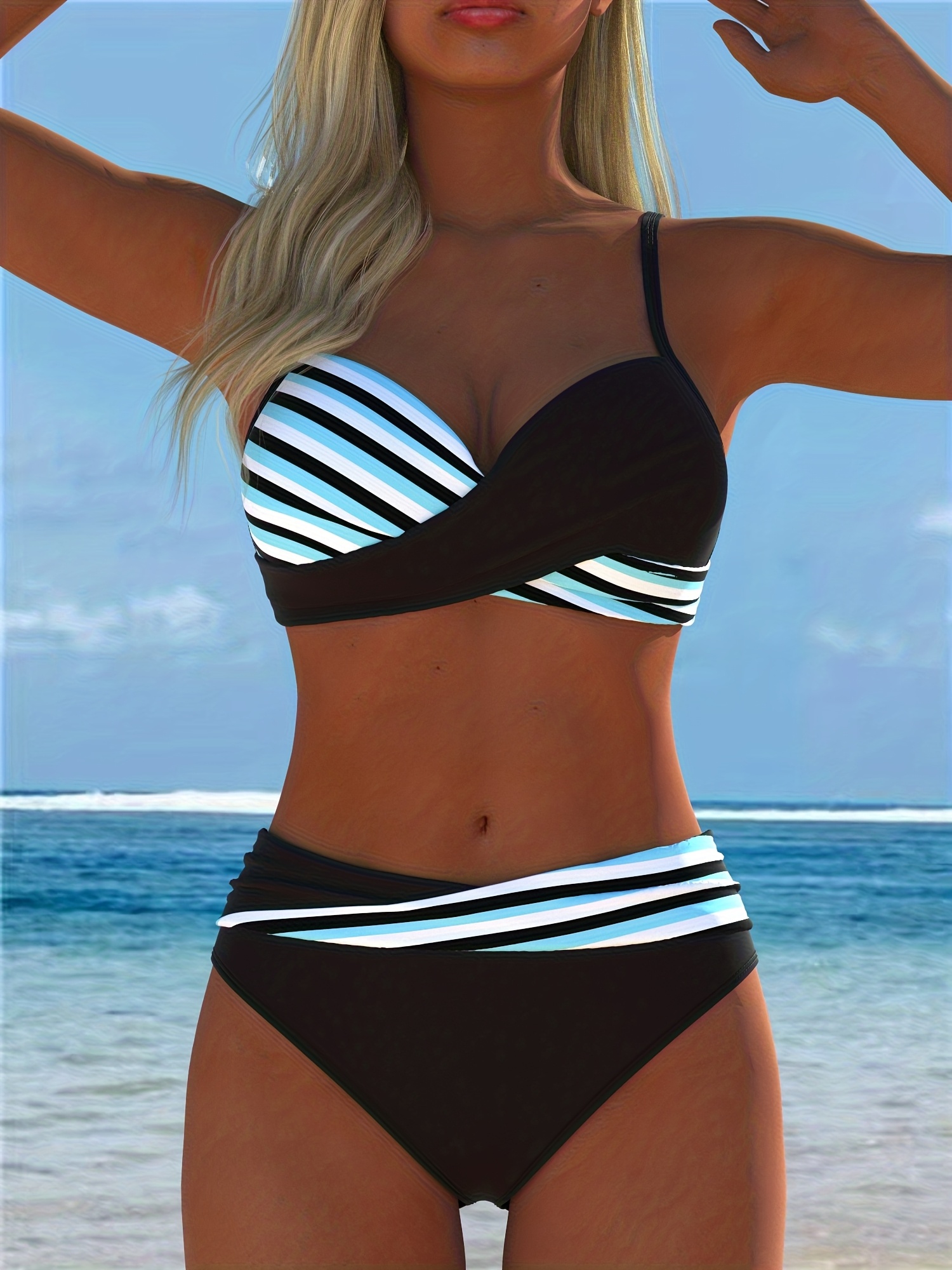 Biquíni com Patchwork e Blocos de Cor, Moda Praia, Moda Piscina 2