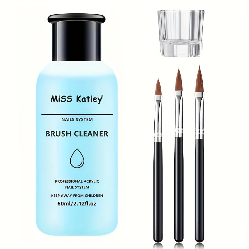 Image of Professional Acrylic Nail Brush Cleaner 60ml - Formaldehyde-free Gentle Formula, Restores & Protects Brushes For Nail Artists & Professionals, For Acrylic Nails & Tools