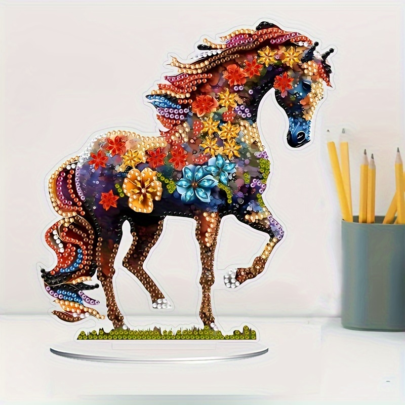 

Diy 3d Animal Series Diamond Painted Horse Decorative Figurine - Handcrafted Gift, Suitable For Home Desktop Decoration