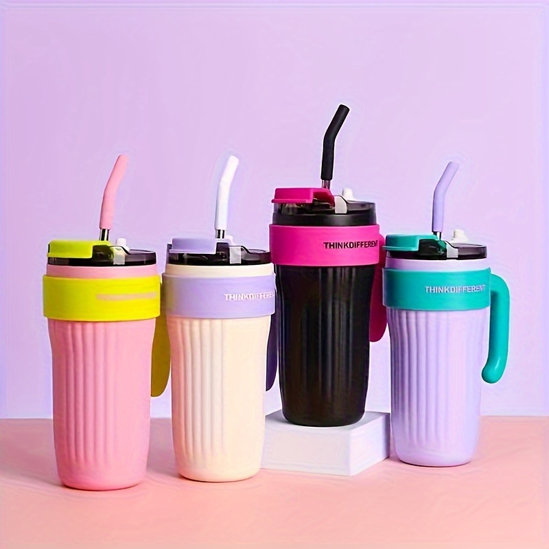

Outdoor Portable Water Cup With Large Capacity, Outdoor Portable Stainless Steel Coffee Straw Mug